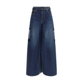 Sacai Blue Cotton Cropped Jeans